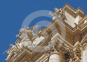Upper Detail of The Trevi Fountain in Rome