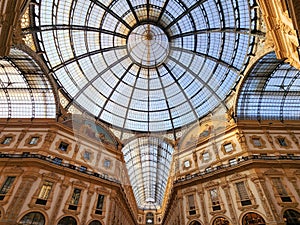 Upper dome of The Galleria Vittorio Emanuele II in Milan, Italy