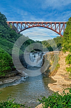 Upper Falls Arched Bridge At Letchworth State Pa