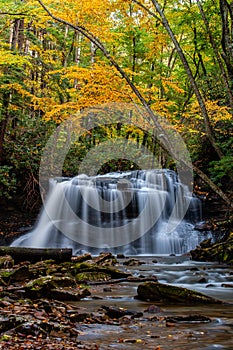 Upper Falls - Autumn / Fall Waterfall Long Exposure Scene - Holly River State Park - West Virginia