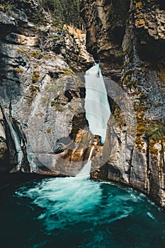 Upper falls Johnston Canyon Waterfall, Banff Nationalpark Canada Alberta.