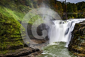 Upper Falls - Portage River - Letchworth State Park - Livingston & Wyoming County, New York