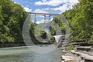 The Upper Falls And Railroad Trestle At Letchworth State Park photo