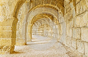 The upper gallery of Aspendos amphitheater