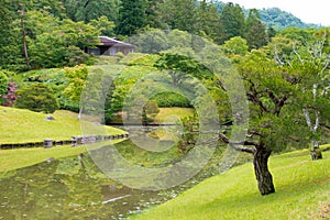 Upper Garden at Shugakuin Imperial Villa Shugakuin Rikyu in Kyoto, Japan. It was originally