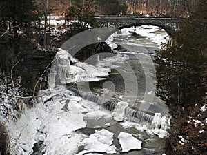 Frozen headwaters of Taughannock Falls State Park NYS photo