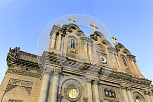 Upper half of wuxingjie church of xian city, china. adobe rgb