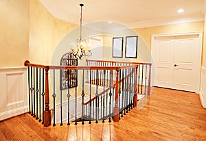 Upper Hallway and Staircase in Upscale Home photo