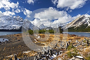 Upper Kanananskis Lake Panoramic Landscape Rocky Mountains Canada