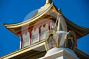 The upper level of the golden cloister of Buddha Shakyamuni in the city of Elista