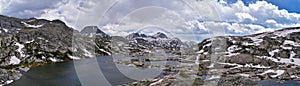 Upper and Lower Jean Lake in the Titcomb Basin along the Wind River Range, Rocky Mountains, Wyoming, views from backpacking hiking