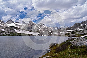 Upper and Lower Jean Lake in the Titcomb Basin along the Wind River Range, Rocky Mountains, Wyoming, views from backpacking hiking