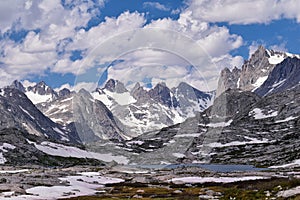 Upper and Lower Jean Lake in the Titcomb Basin along the Wind River Range, Rocky Mountains, Wyoming, views from backpacking hiking