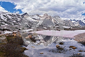 Upper and Lower Jean Lake in the Titcomb Basin along the Wind River Range, Rocky Mountains, Wyoming, views from backpacking hiking