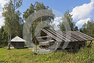 Upper octagon of the church of Ilya the Prophet is stored under a shed on churchyard Tsypinskom Kirillov district of Vologda