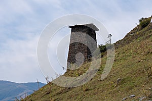 The Upper Omalo village and the fortress Keselo. Travel to the Georgia