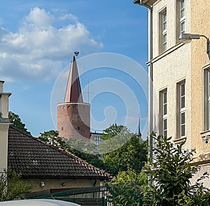 The upper part of the Piast Tower on Pasieka Island in Opole, Poland