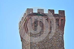 The upper part of a tower of an ancient fortress, Italy, Europe