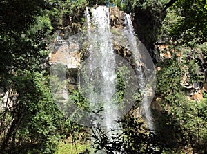 The upper part of the waterfall in the jungles of Argentina