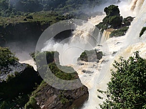 The upper part of the waterfall in the jungles of Argentina