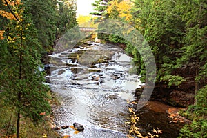 Upper Peninsula Michigan Double Waterfall Landscape