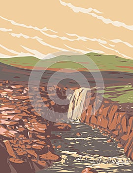 Upper Sill River Falls in Ukkusiksalik National Park Nunavut Canada WPA Poster Art