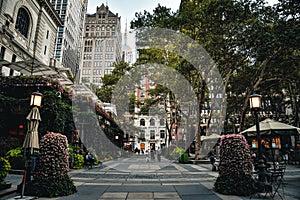 Bryant Park Terrace Garden seen from the Entrance at West 42nd Street - Manhattan, New York City photo