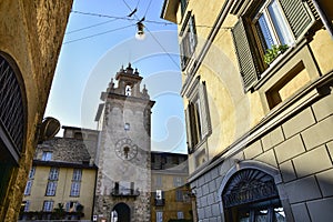 Upper town Citta Alta of Bergamo in Italy, beautiful architecture