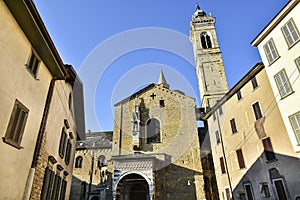 Upper town Citta Alta of Bergamo in Italy, beautiful architecture