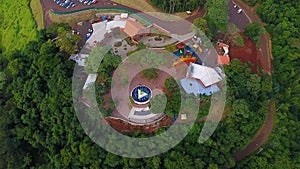 The upper view of the fountain in the Marco Das Tres Fronteiras in the side of Foz do iguaÃ§uin Brazil