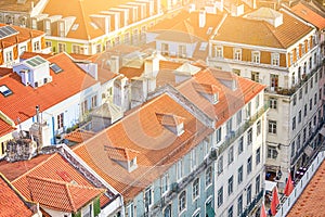 Upper View Sunny Summer Picturesque Image of Lisbon City in Portugal