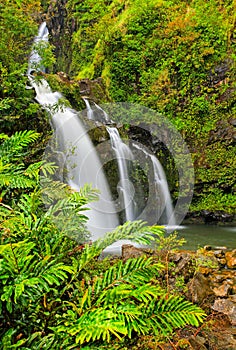 Upper Waikani Falls in Maui, Hawaii along the Road to Hana