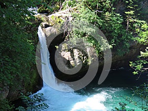 The upper waterfall Giessenfall Der Obere Giessenfall oder Ober Giessenfall waterfall on the Thur River and in the Obertoggenburg