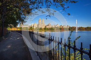 Upper West Side, Central Park and the Jacqueline Kennedy Onassis Reservoir. Manhattan, New York City