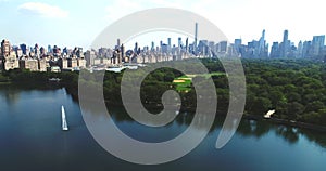 Upper west side Manhattan cityscape with Jacqueline Kennedy Onassis Reservoir