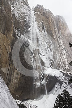 Upper Yosemite Falls Ice Landscape Winter Snow Storm National Park California
