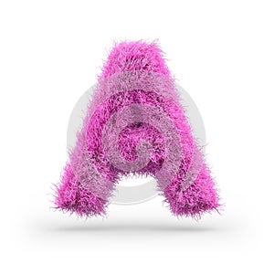 Uppercase fluffy and furry font. 3D photo