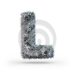 Uppercase fluffy and furry gray font. Letter L. 3D