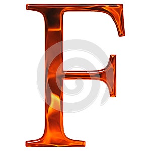 Uppercase letter F - the extruded of glass with pattern flame, i