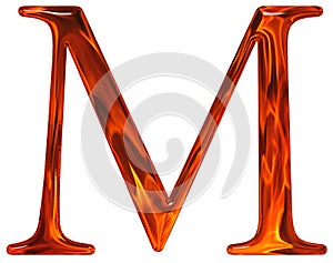 Uppercase letter M - the extruded of glass with pattern flame, i