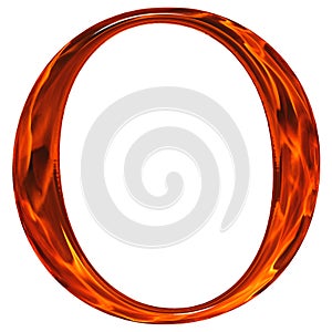 Uppercase letter O - the extruded of glass with pattern flame, i