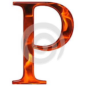 Uppercase letter P - the extruded of glass with pattern flame, i