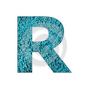 Uppercase Letter R - Blue Towel Background