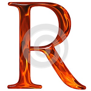 Uppercase letter R - the extruded of glass with pattern flame, i