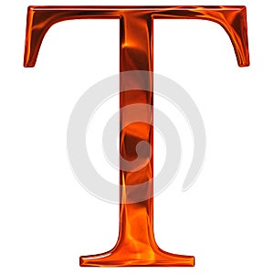 Uppercase letter T - the extruded of glass with pattern flame, i