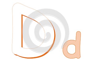 Uppercase and lowercase orange D letter