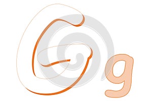 Uppercase and lowercase orange G letter