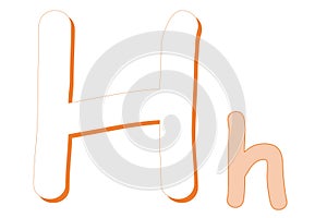 Uppercase and lowercase orange H letter