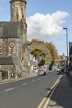 Uppermill main road on a sunny Autumn day
