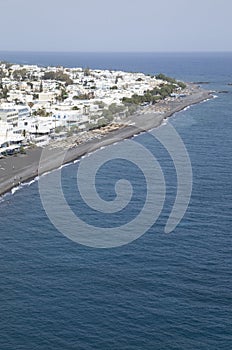 Upperview from Ancient Thira of Kamari village on island Santo